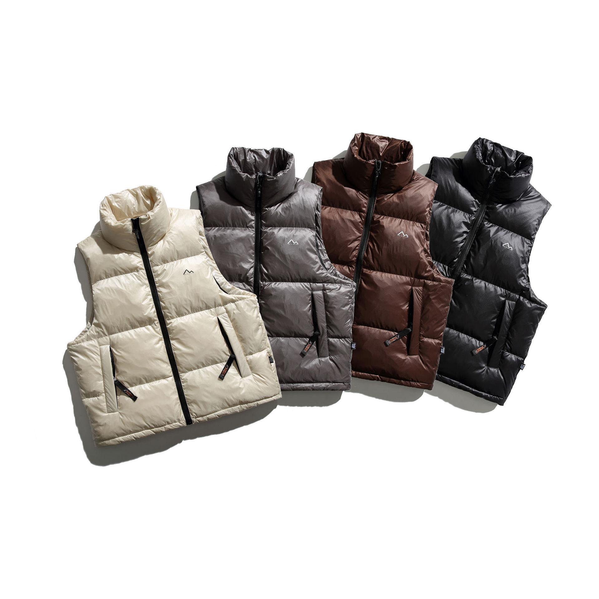 GorgeousBen  Unisex American-style trendy shiny white duck down vest for men, with a thickened stand collar for winter warmth.