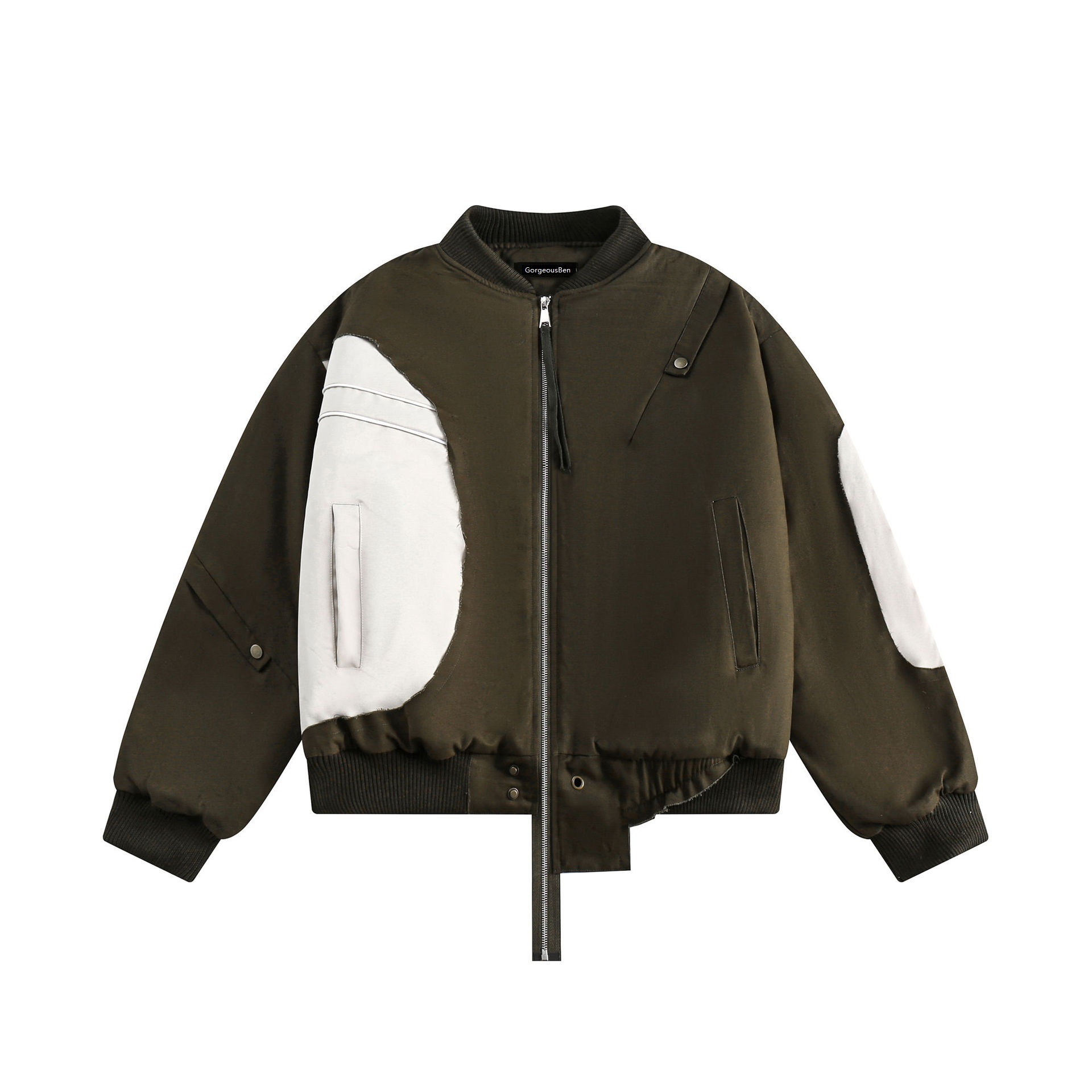 GorgeousBen  Unisex American style color-blocking splicing thickened baseball jacket for women and men, couple's new winter warm cotton jacket.