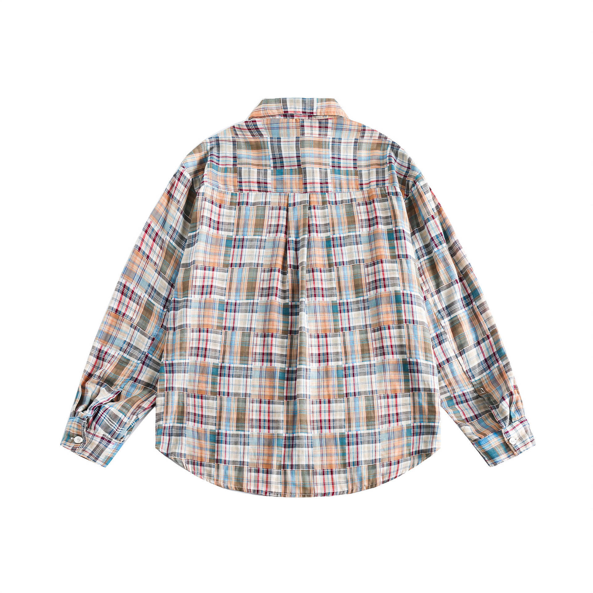 GorgeousBen  Unisex 2024 new retro patchwork plaid long-sleeved shirt for men, trendy brand design, niche casual shirt jacket.