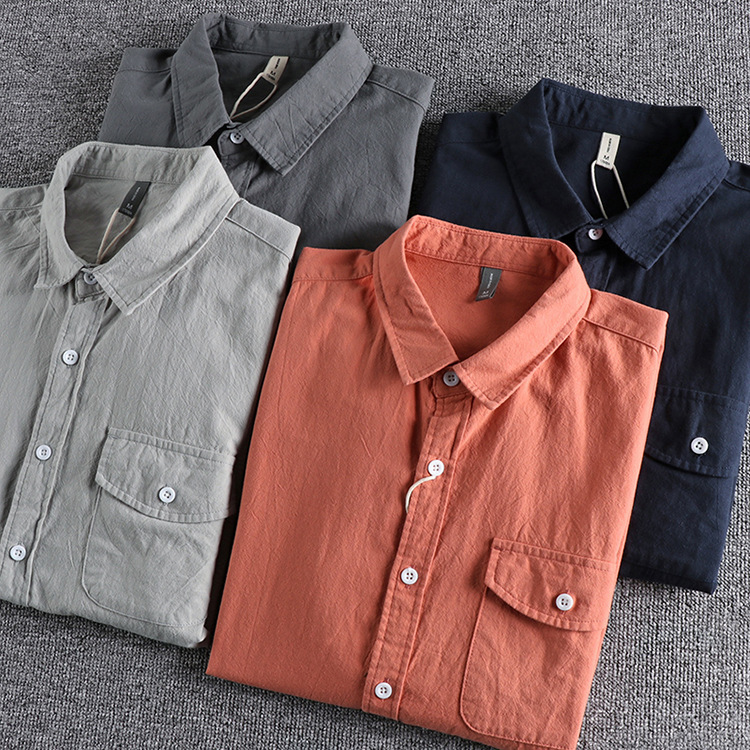 GorgeousBen  Men's  Versatile and simple solid color workwear new long-sleeved shirt.