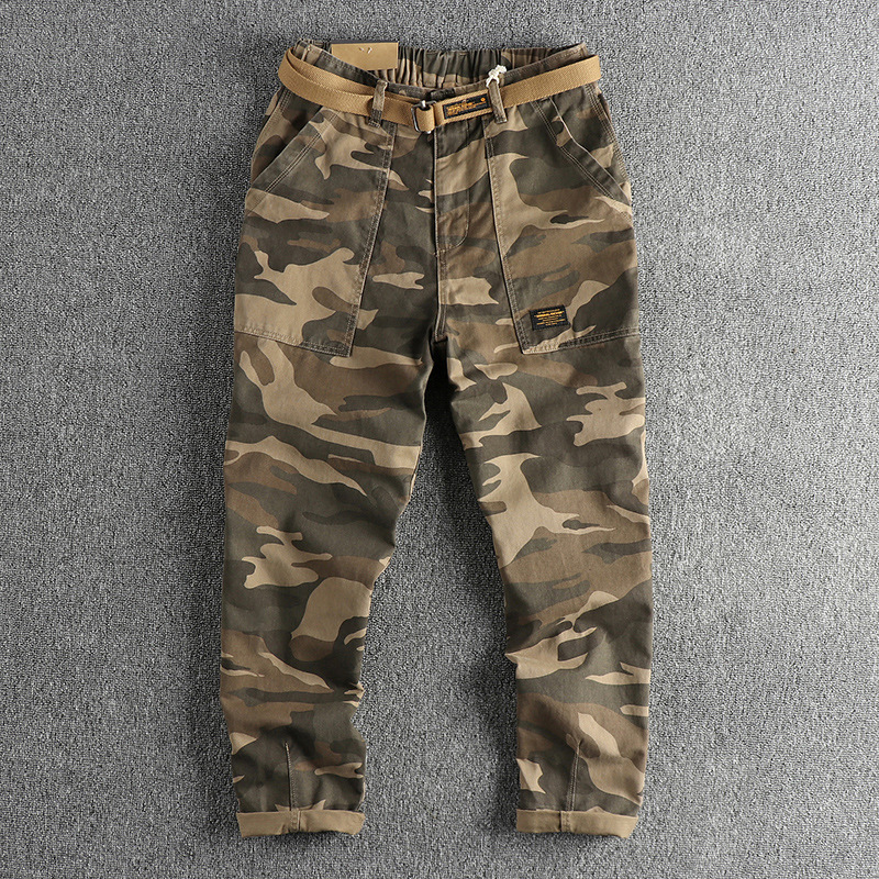 GorgeousBen  Men's Vintage fashion camouflage casual pants for men, with three-dimensional cutting and straight tube design, a versatile and stylish choice with an American touch.