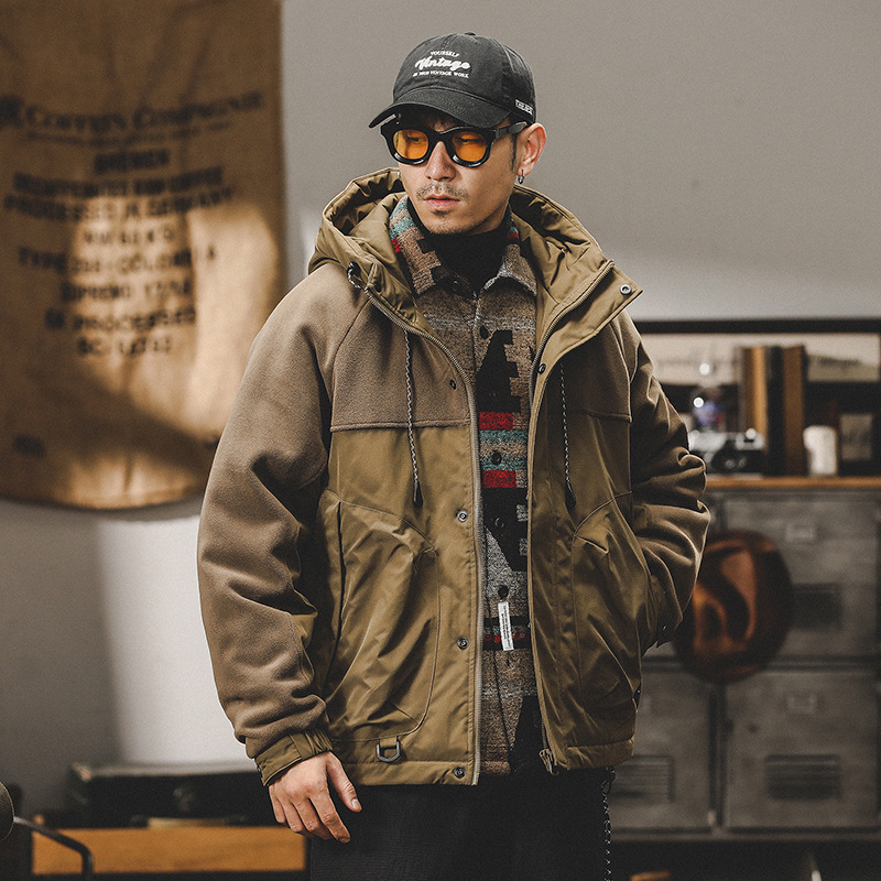 GorgeousBen  Men's Thickened suede work jacket for men, American style, autumn and winter outdoor windbreaker, men's winter cotton coat.