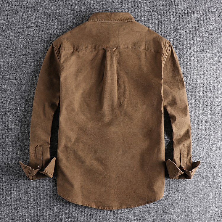 GorgeousBen  Men's Loose, high-end,  retro, solid color, long-sleeved shirt, men's handsome and simple casual shirt.