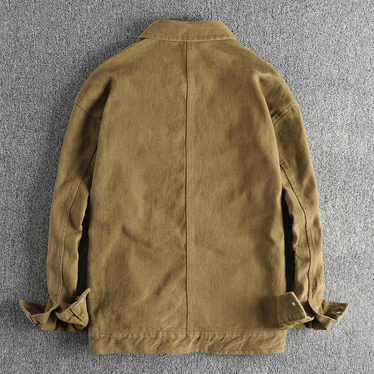 GorgeousBen  Men's Thick water-washed twill cotton long-sleeved work shirt with pockets.