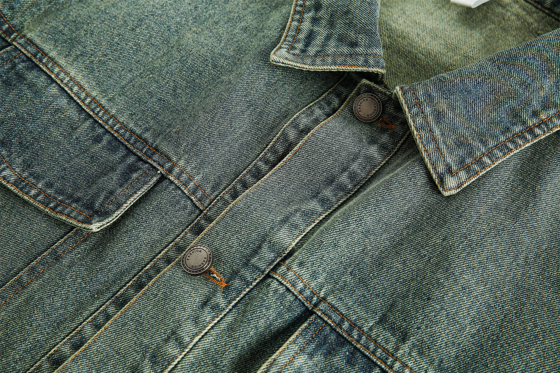 GorgeousBen   Unisex 2024 new American retro spliced ​​washed denim jacket for men, trendy brand design, high street lapel workwear jacket.