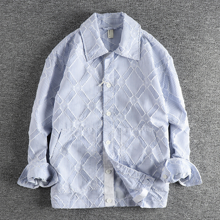 GorgeousBen  Men's Casual shirt with textured fabric for men, new trendy and handsome loose shirt for autumn.