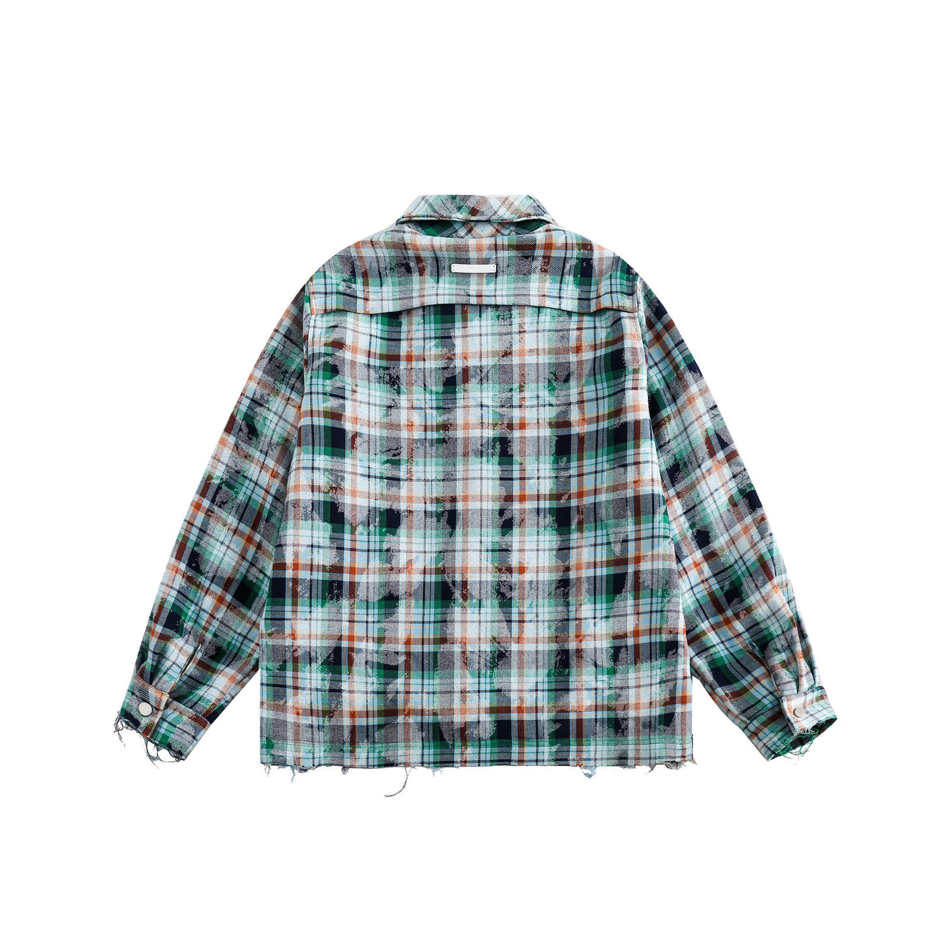 GorgeousBen  Unisex2024 spring new water-washed old multi-pocket contrast plaid jacket coat
