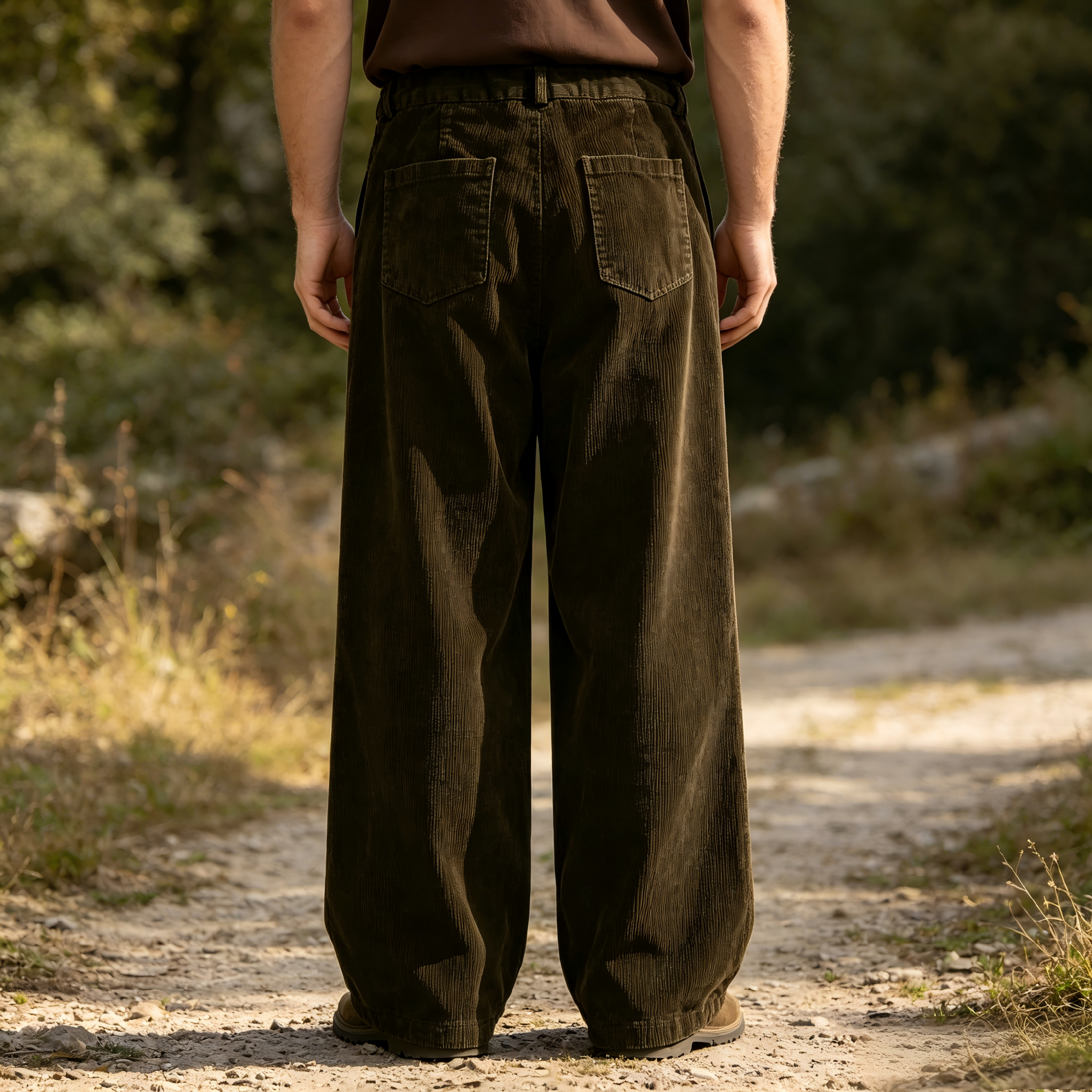 GorgeousBen   Unisex 2024 new retro diamond-shaped spliced corduroy pants for men, trendy brand design with a sense of drape and wide-leg casual pants.