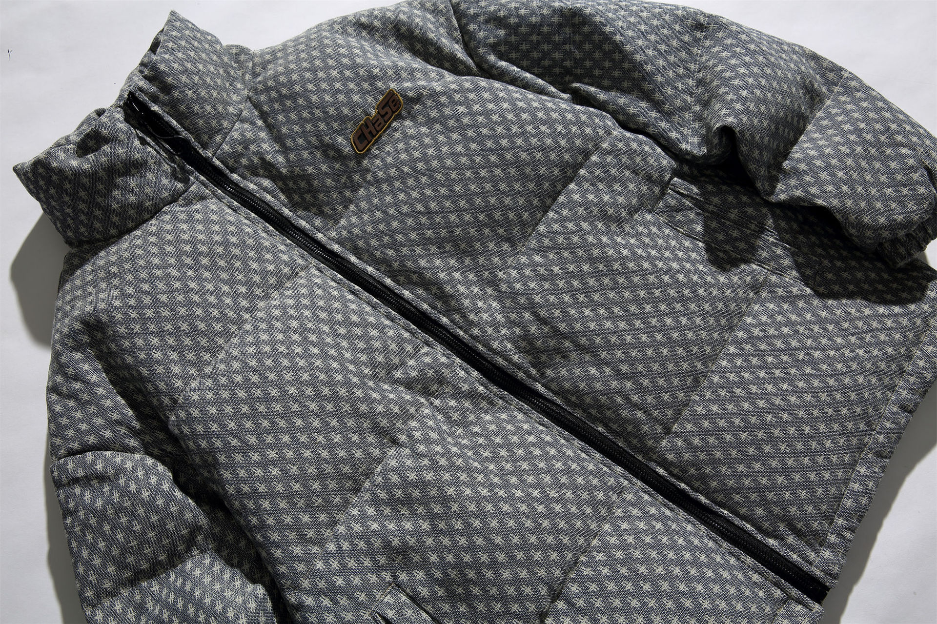 GrogeousBen  Unisex Casual versatile stand-up collar houndstooth pattern winter warm cotton jacket, trendy college style retro  bread coat.