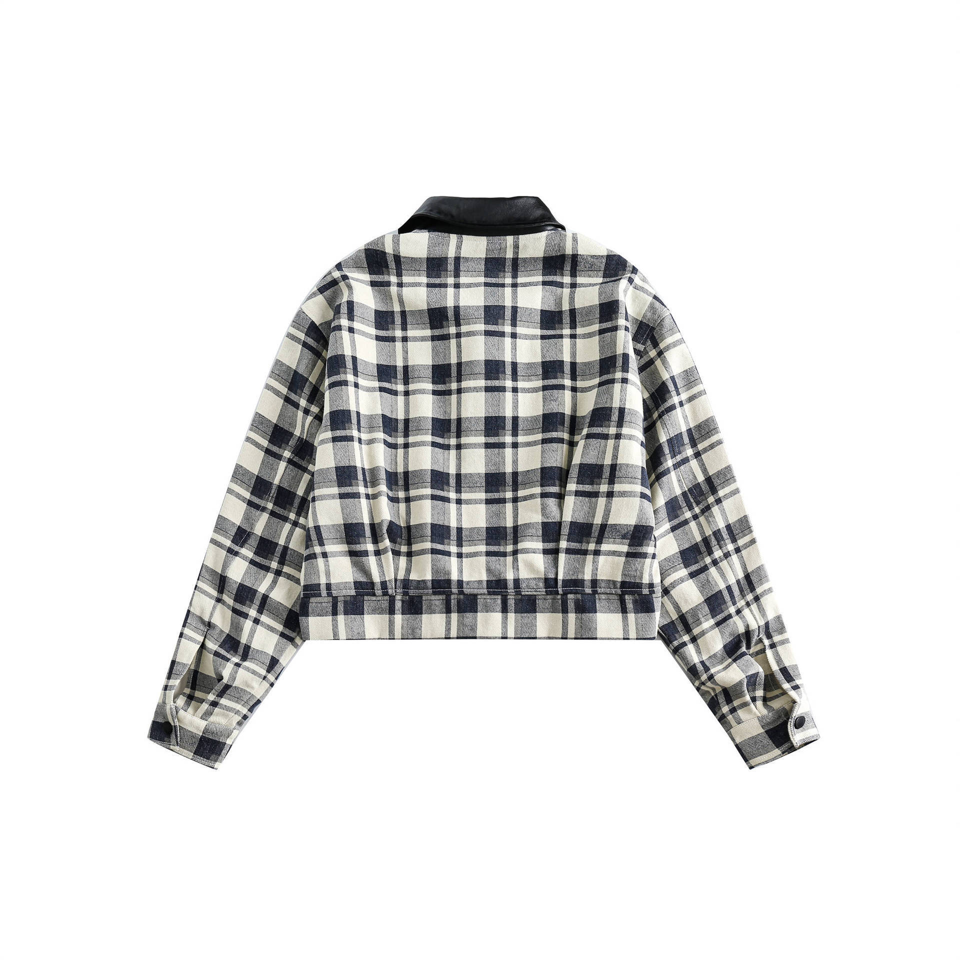 GrogeousBen   Women's 2024 retro college style embroidered plaid short jacket for women, loose-fitting solid color versatile casual jacket.