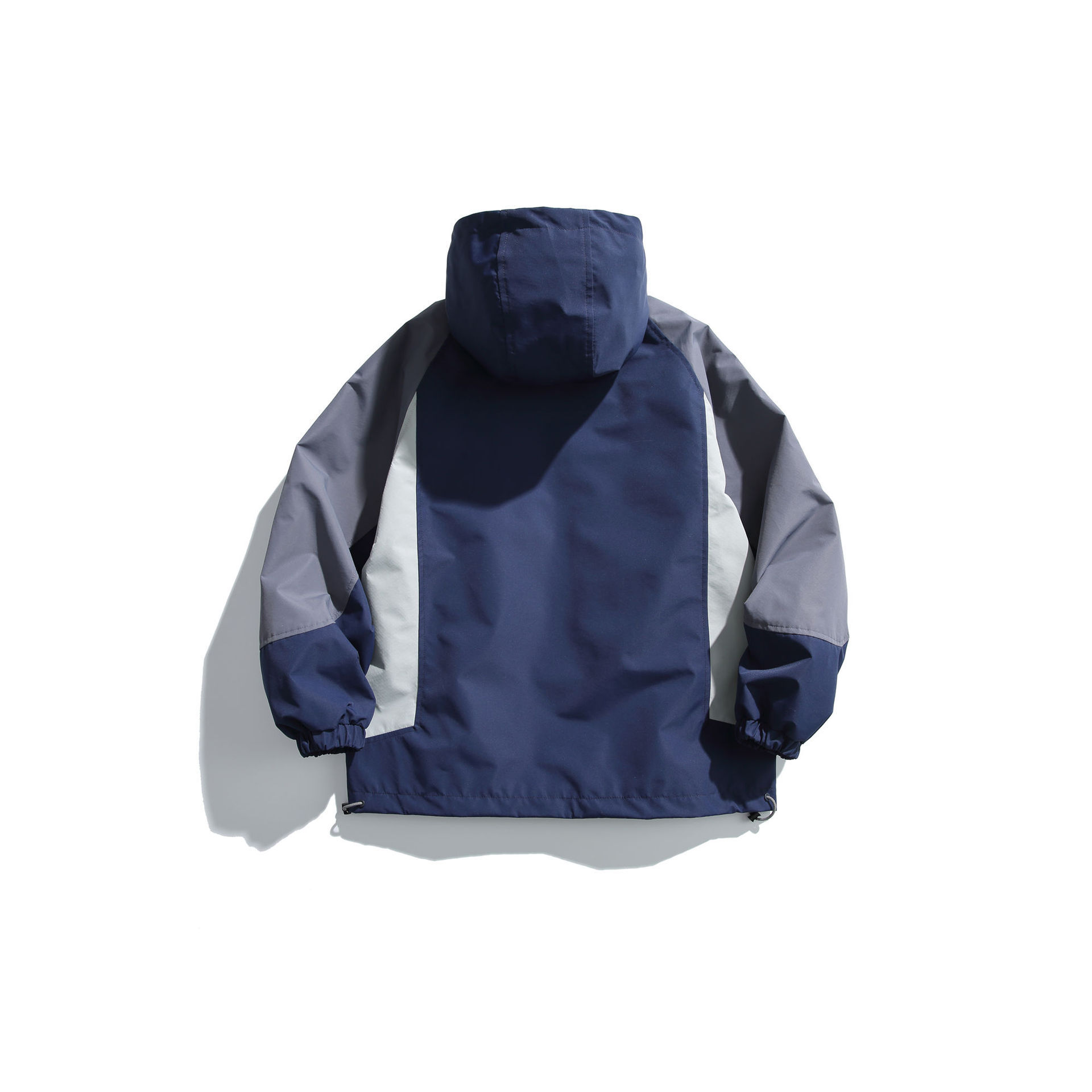 GorgeousBen   Unisex 2024 new street retro color-blocked hooded windbreaker jacket for men, loose fit, casual jacket for couples.