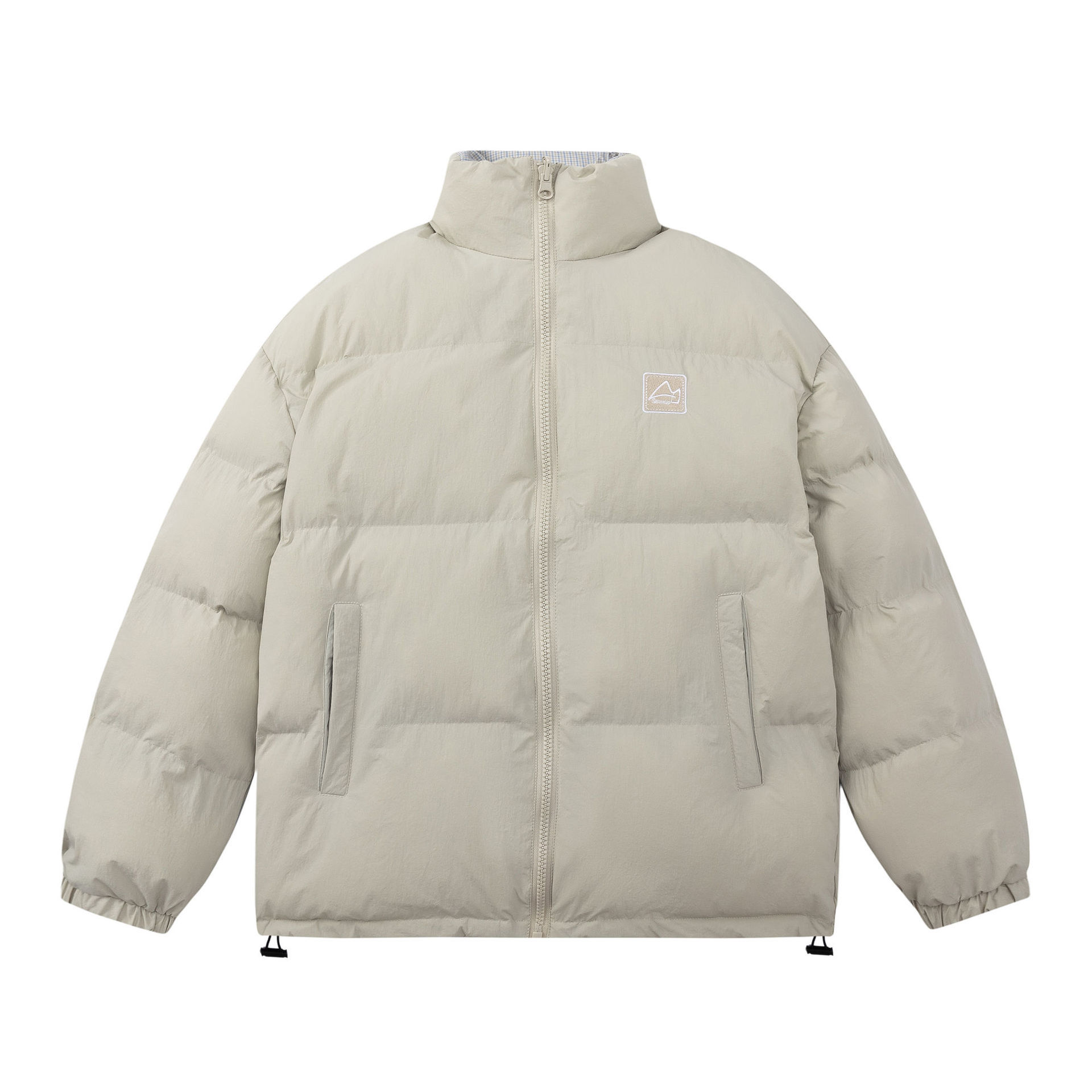 GorgeousBen  Unisex Double-sided wearing retro trendy brand embroidered stand-up collar thickened warm cotton coat