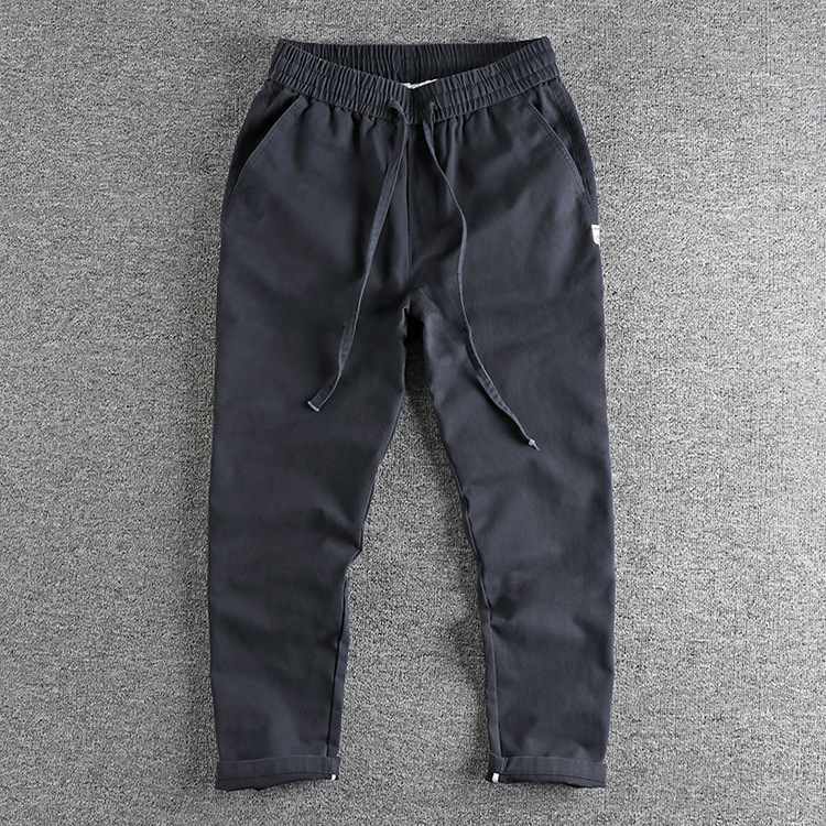 GrogeousBen  Men's Autumn American-style woven cotton washed casual pants for men, solid color retro trendy loose straight wide-leg trousers.
