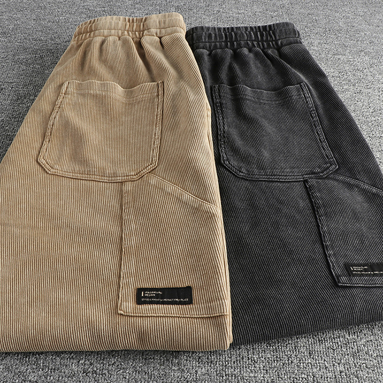 GorgeousBen  Men's Heavyweight retro heavy water-washed casual men's trousers, versatile three-dimensional cutting loose sports pants harem pants for autumn.