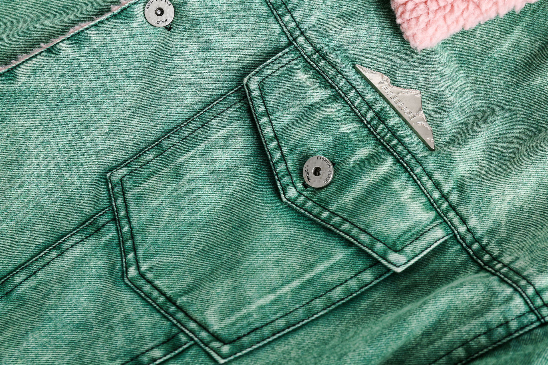 GrogeousBen  Unisex Winter American retro distressed lamb wool warm denim cotton jacket men's trendy loose versatile thick coat.