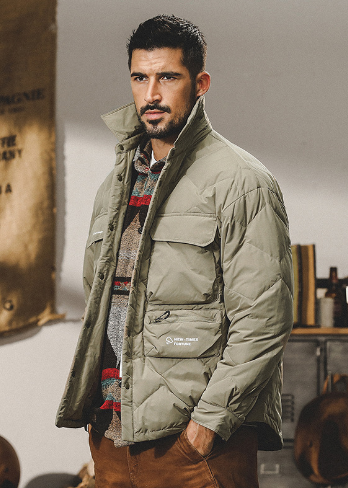GorgeousBen Light shirt collar down jacket for men winter loose trend cold warm down cargo jacket for men.