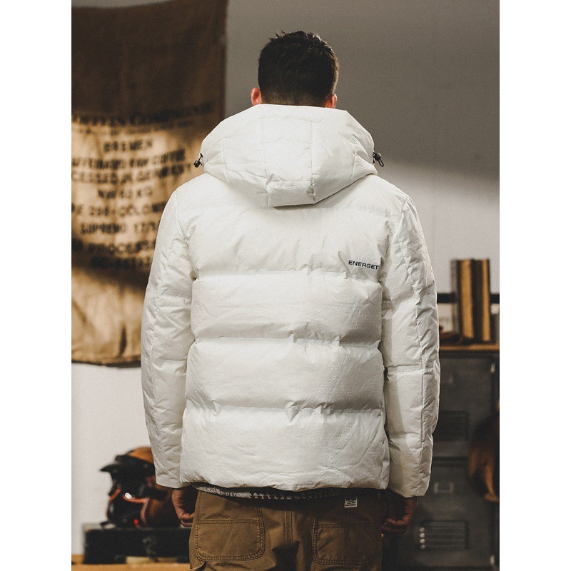 GrogeousBen  Men's Short hooded down jacket for men, American style outdoor leisure skiing down jacket for winter.