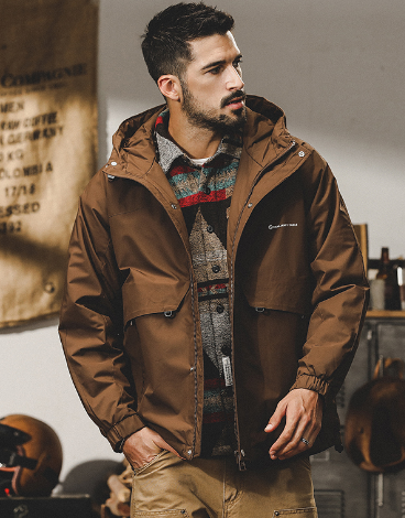 GorgeousBen Mountain hooded hardshell jacket for men autumn and winter urban outdoor commuter functional cargo jacket for men winter quilted jacket.