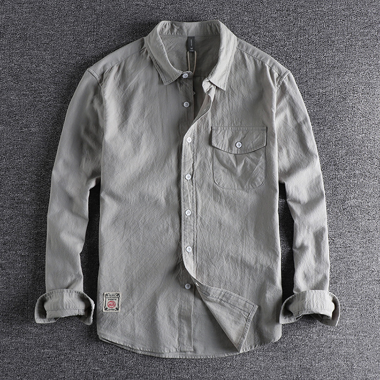 GorgeousBen  Men's  Versatile and simple solid color workwear new long-sleeved shirt.