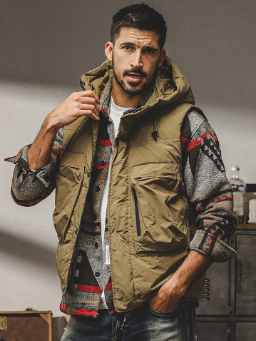 GorgeousBen 2024 American outdoor workwear down vest men wear antistatic graphene technology inside thickened men's down jacket。