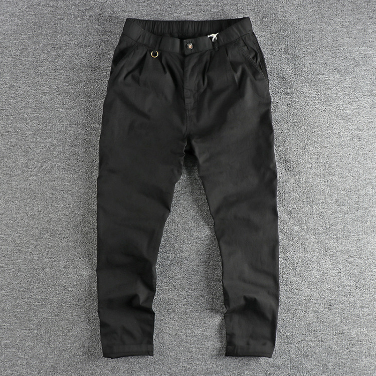 GrogeousBen  Men's Side zipper pocket workwear casual pants for men, retro solid color granule texture woven washed wide-leg straight trousers trendy