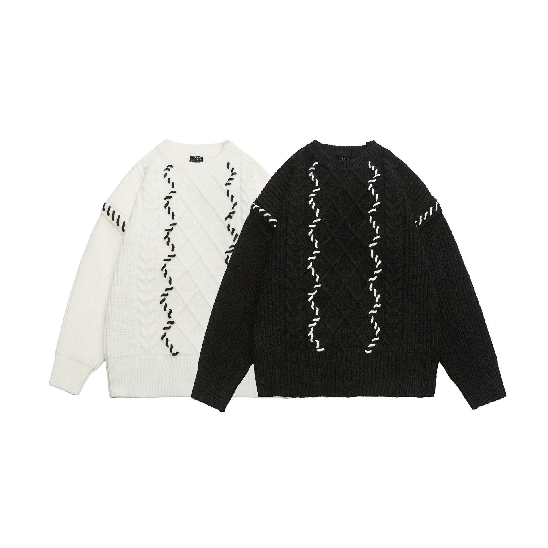 GorgeousBen  Unisex Oversized Lazy Style Sweater, American High Street Round Neck Knitted Couple Top for Autumn and Winter.