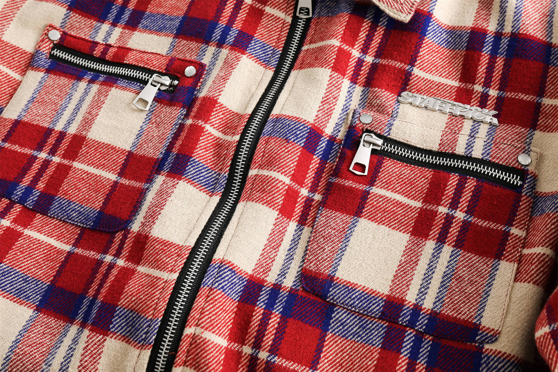 GorgeousBen   Unisex 2024 new American retro plaid red workwear long-sleeved jacket for men and women, loose and versatile couple's outerwear for spring.