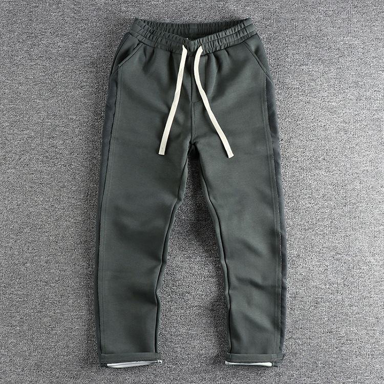 GorgeousBen  Men's Side splicing design with a trendy and youthful straight-leg casual pants for men, featuring American style and versatile wide-leg slit trousers.