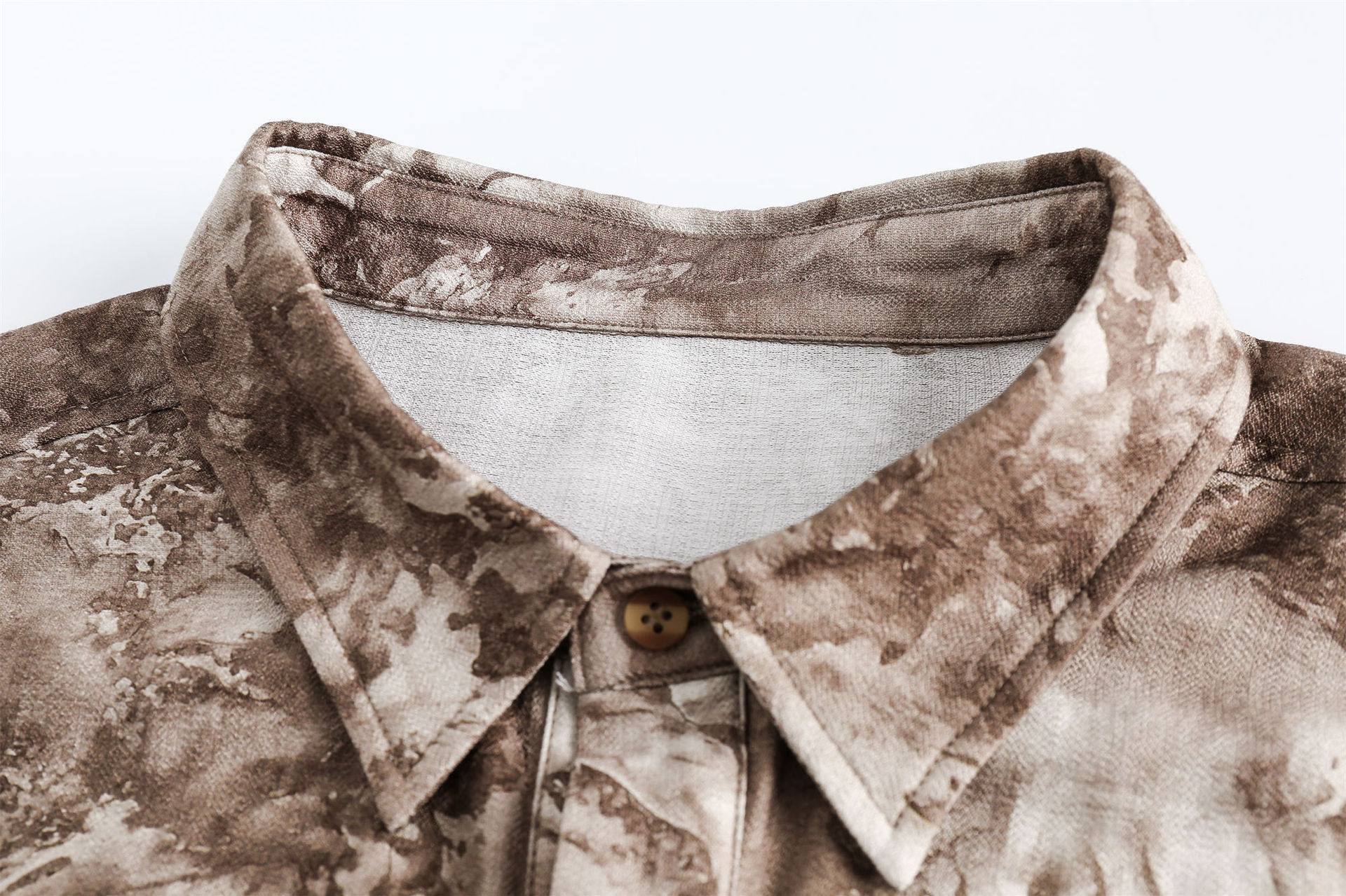 GorgeousBen   Unisex 2024 new Hong Kong style retro tie-dye printed long-sleeved shirt for men, loose and casual with a sense of drape, spring outerwear.