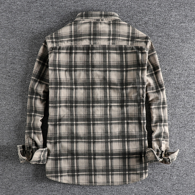 GorgeousBen  Men's Retro Spring and Autumn fashion men's long-sleeved shirt, washed corduroy, comfortable daily wear, versatile trendy outerwear.