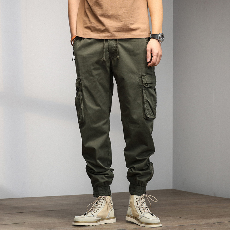 GrogeousBen  Men's spring summer casual blank high quality cotton hip hop mens khaki cargo jogger pants