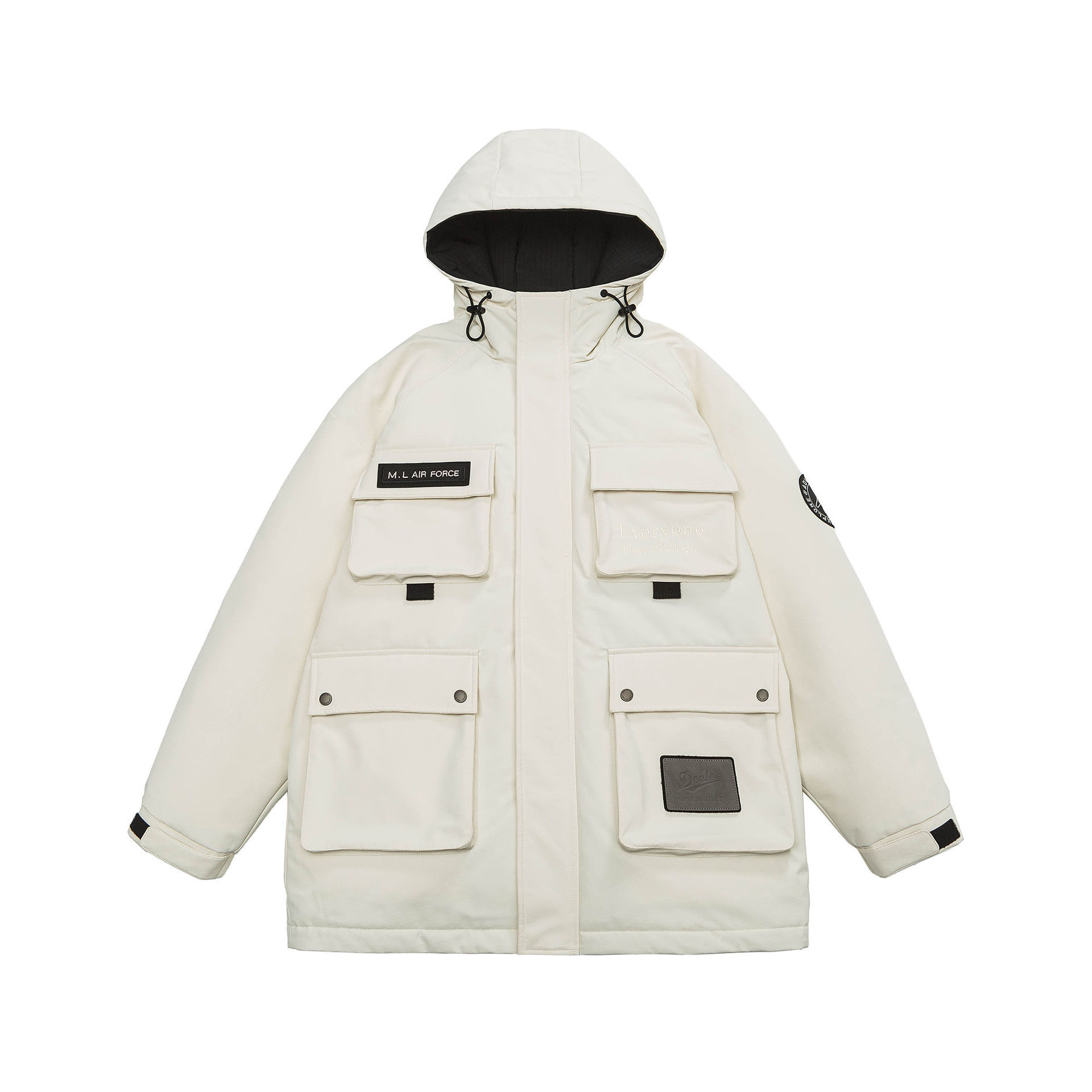 GorgeousBen  Unisex Winter mid-length down coat Loose and thick white work jacket Plus size.