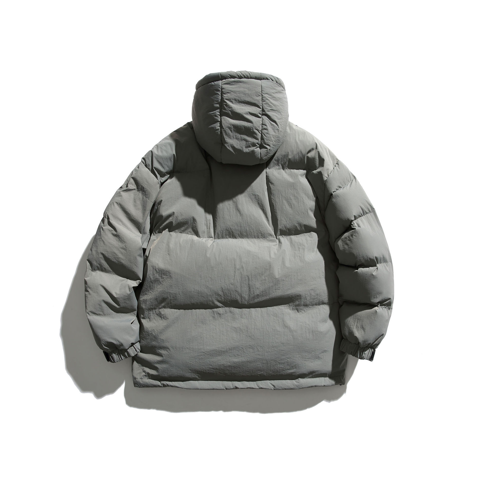 GorgeousBen  Unisex Winter retro simple embroidery solid color hooded cotton coat.
