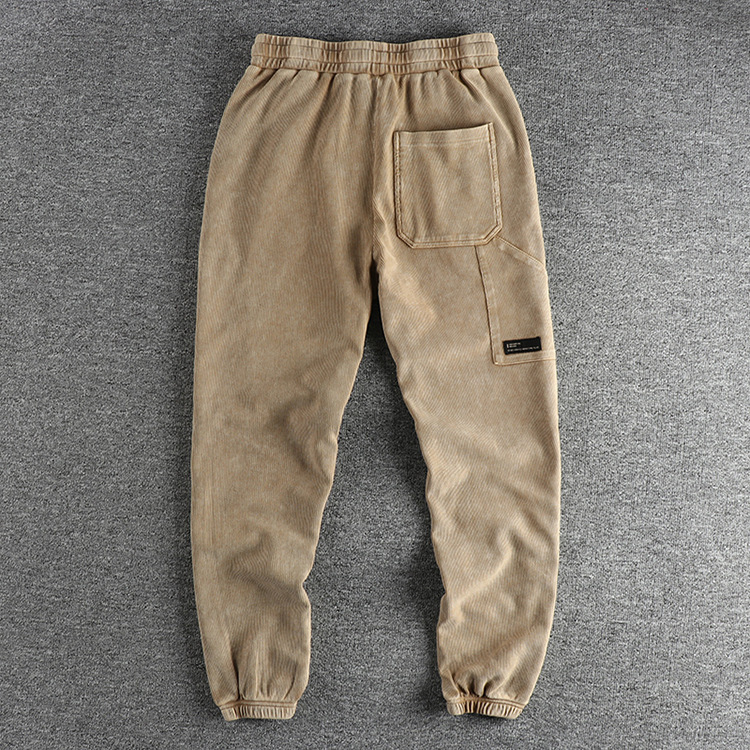 GorgeousBen  Men's Heavyweight retro heavy water-washed casual men's trousers, versatile three-dimensional cutting loose sports pants harem pants for autumn.