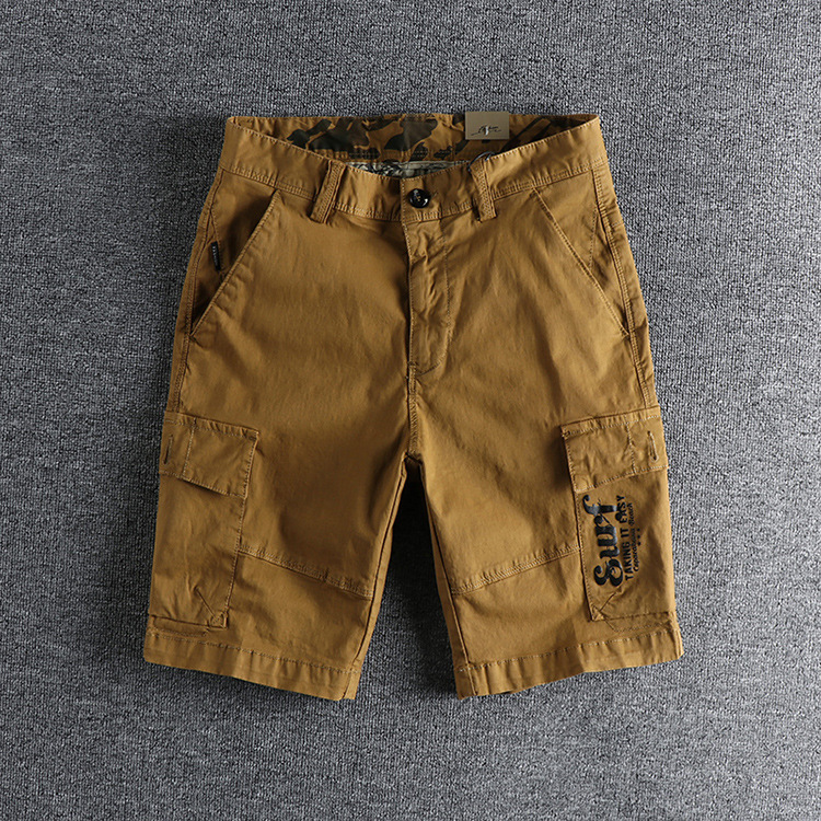 GrogeousBen Men's Utility multi pockets loose fit street wear pants washed causal men's half bottom cargo shorts