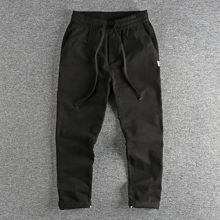 GrogeousBen  Men's Autumn American-style woven cotton washed casual pants for men, solid color retro trendy loose straight wide-leg trousers.