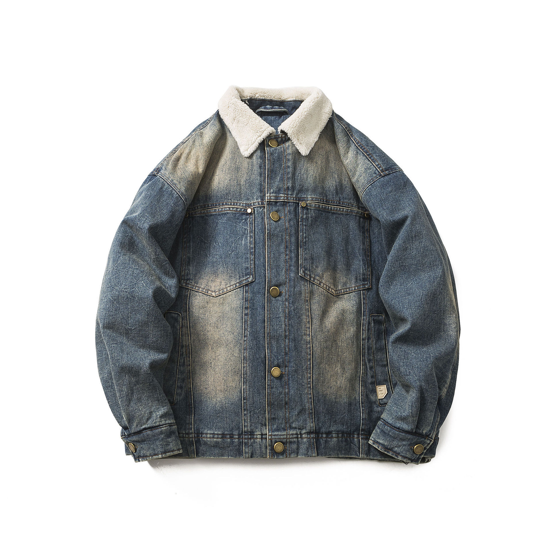GorgeousBen  Unisex  Retro vintage thick warm denim cotton coat  in winter, loose and versatile cotton clothing for couples.