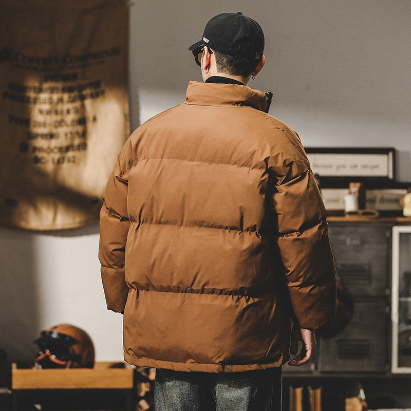 GrogeousBen  Men's Thickened warm cotton coat for men, loose trendy bread service, autumn and winter American-style cold-proof jacket.