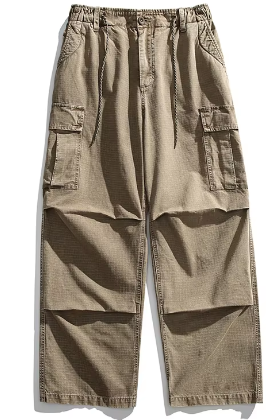 GrogeousBen loose wide leg pants 100% Cotton Garment Washied match garments cargo pants juniors cargo pants.