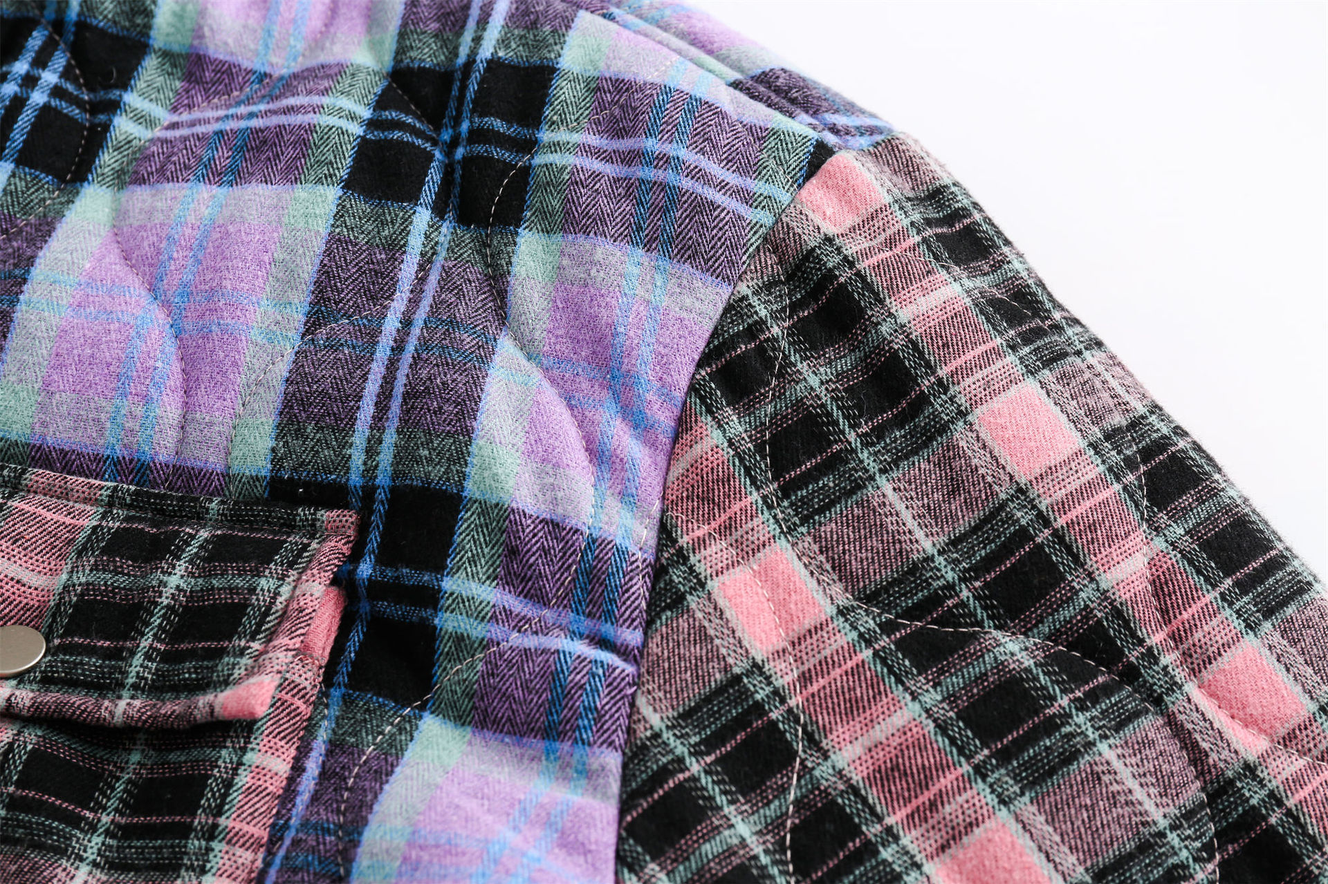 GorgeousBen  Unisex Winter American retro plaid color-blocking thick shirt, trendy loose and versatile cotton coat.