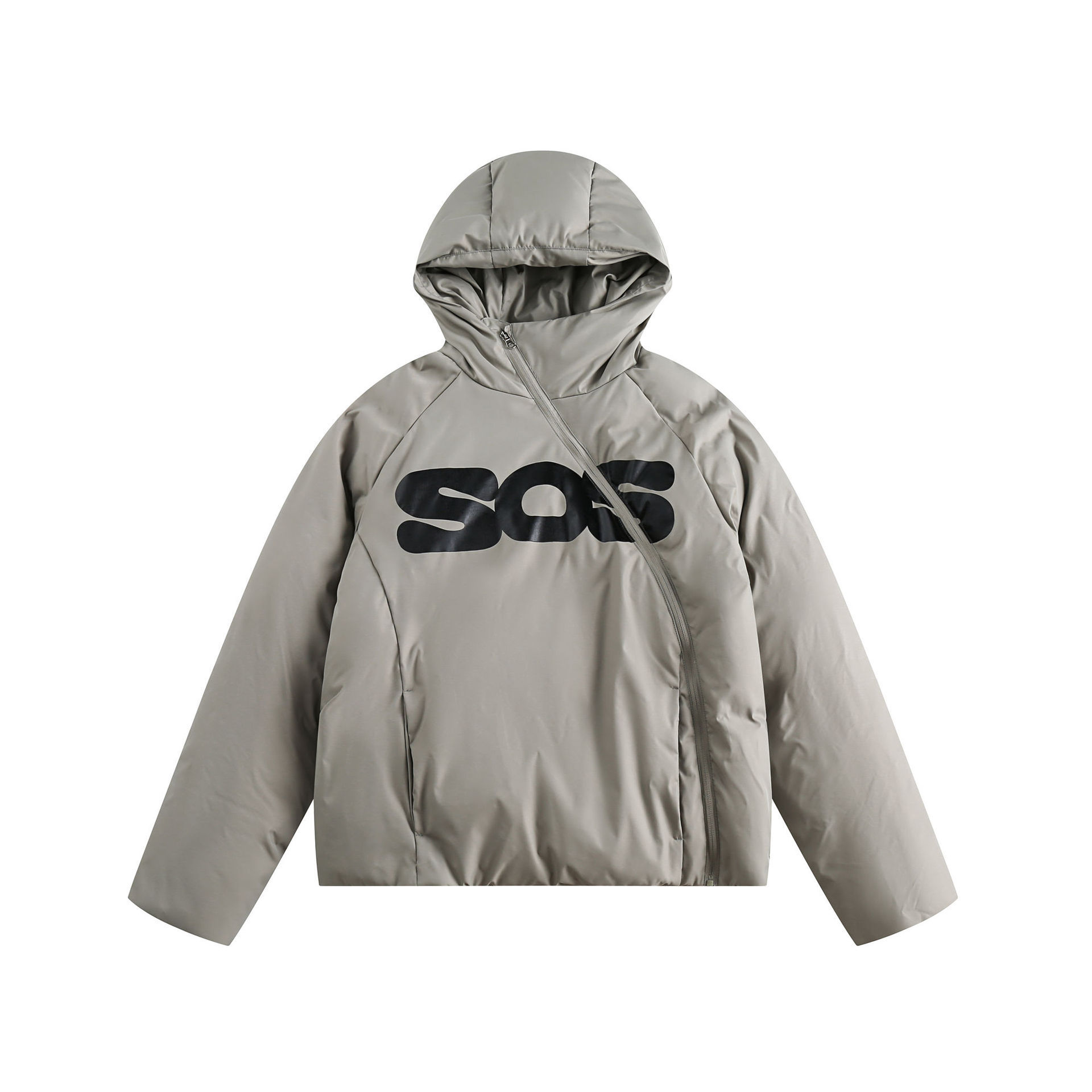 GrogeousBen  Unisex American retro design twisted zipper hooded cotton jacket , loose and thickened cotton outerwear.