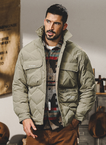GorgeousBen Light shirt collar down jacket for men winter loose trend cold warm down cargo jacket for men.