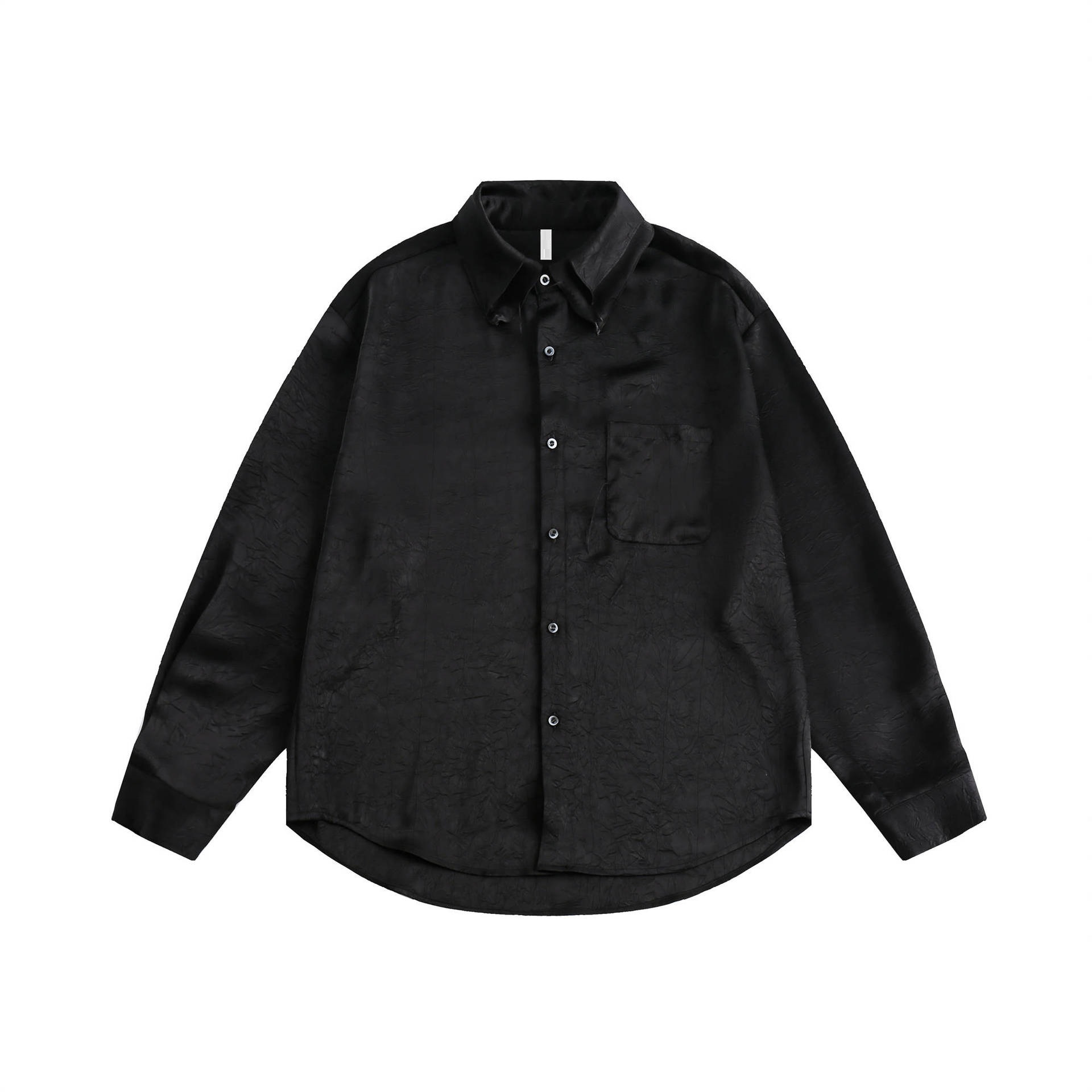 GorgeousBen  Unisex 2024 new trendy basic black long-sleeve shirt for men, spring Japanese style loose casual versatile shirt jacket