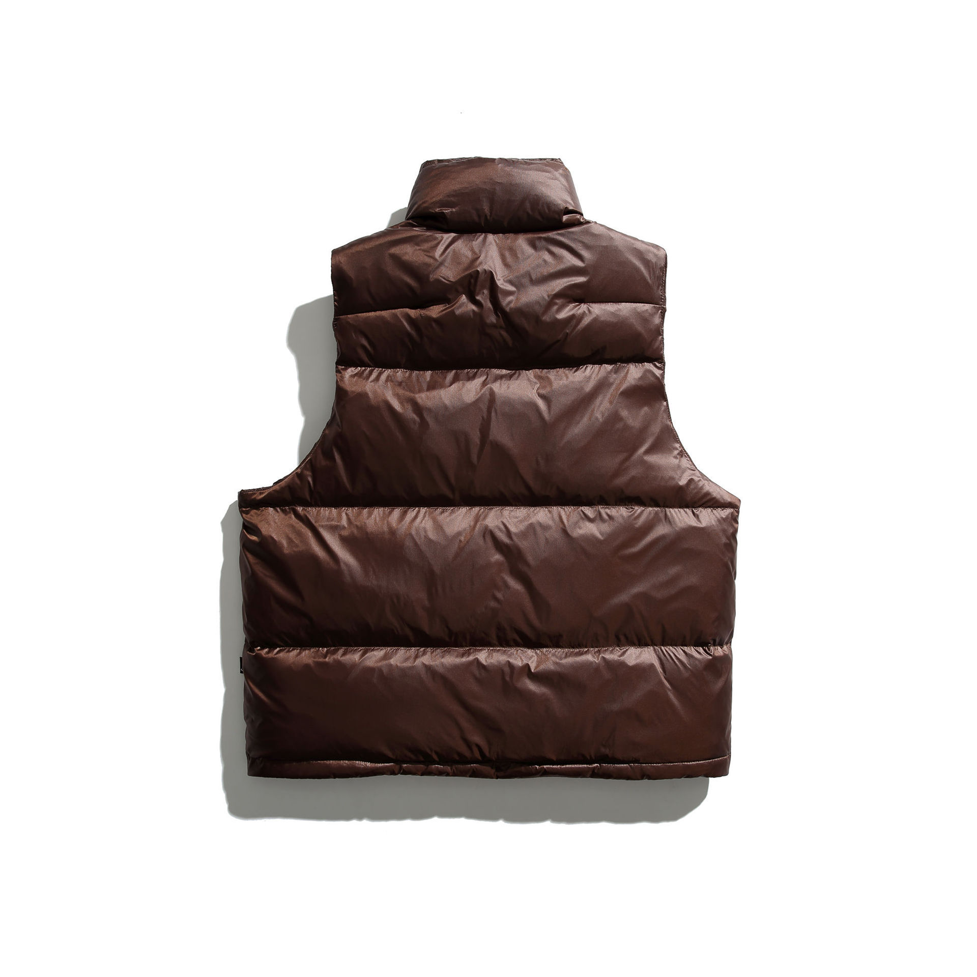 GorgeousBen  Unisex American-style trendy shiny white duck down vest for men, with a thickened stand collar for winter warmth.