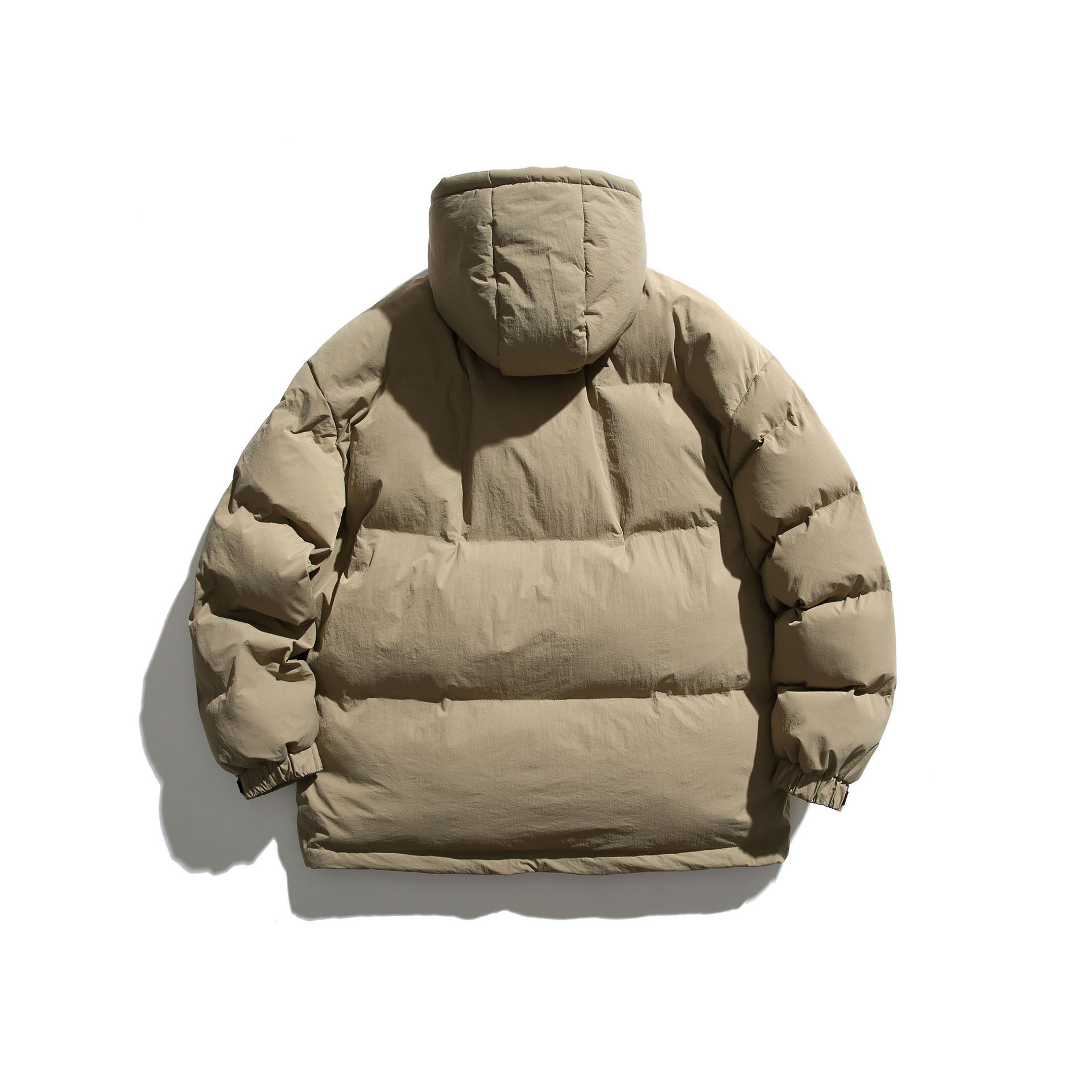 GorgeousBen  Unisex Winter retro simple embroidery solid color hooded cotton coat.
