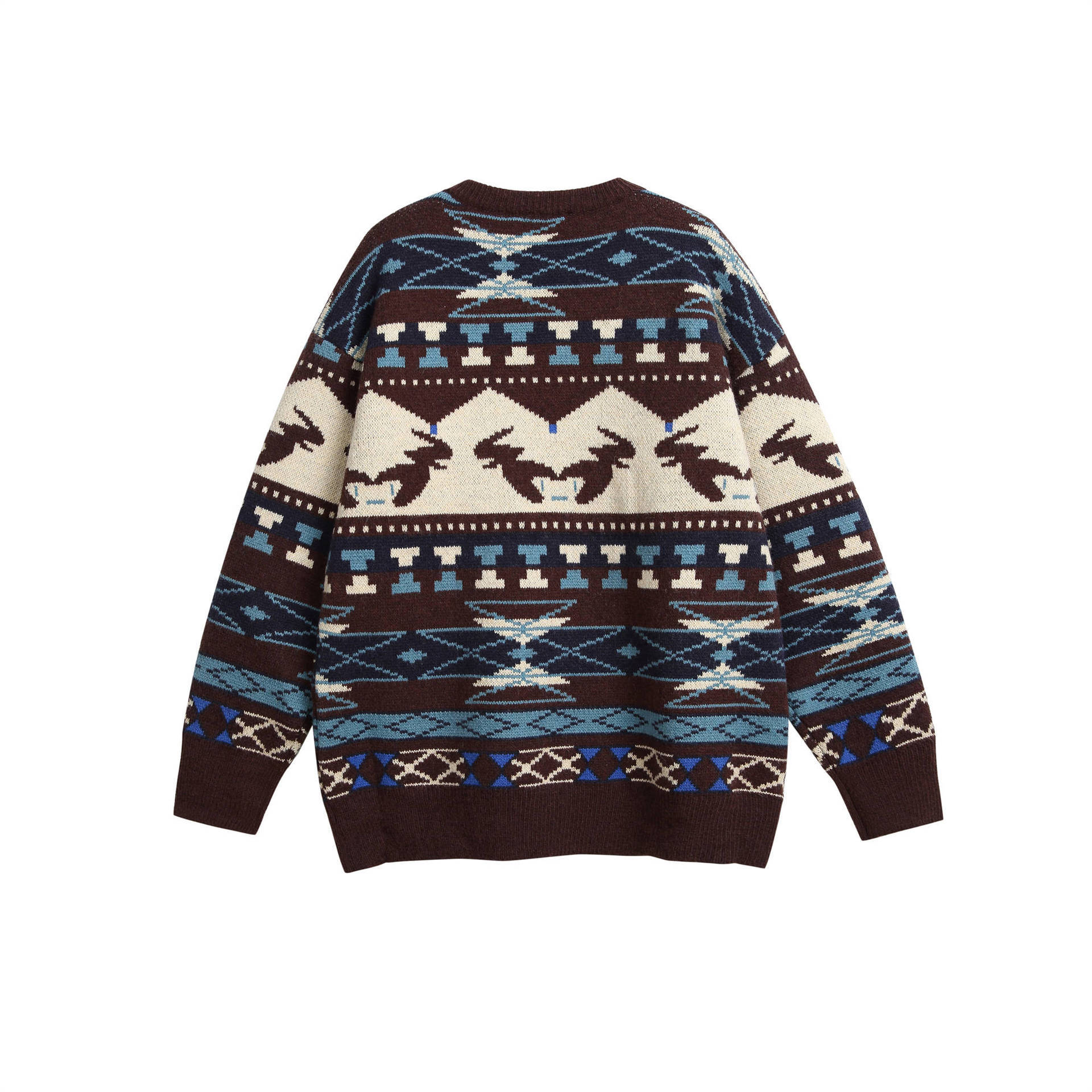 GrogeousBen  Unisex Autumn and winter American style trendy ethnic long-sleeved sweater for men, city boy pullover knitwear, college style top for men.