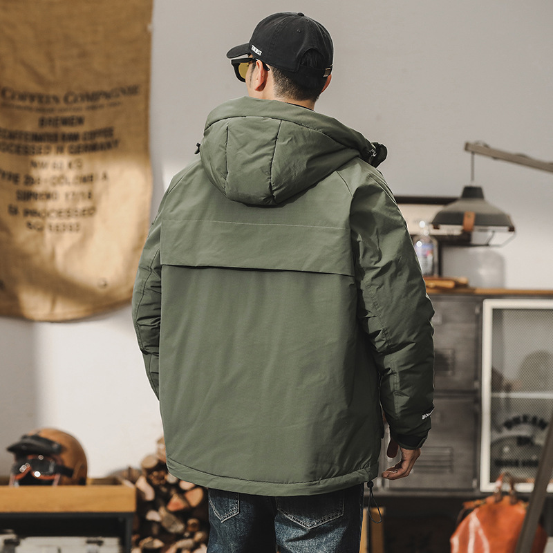 GrogeousBen  Men's down jacket, winter outdoor functional workwear, thickened hooded windbreaker for warmth.