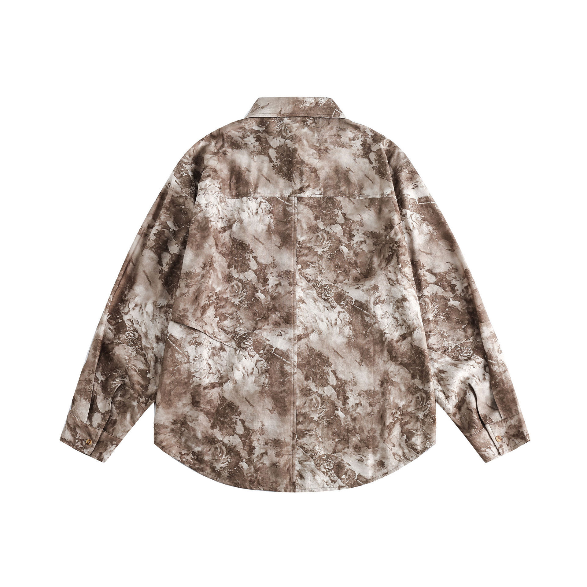 GorgeousBen   Unisex 2024 new Hong Kong style retro tie-dye printed long-sleeved shirt for men, loose and casual with a sense of drape, spring outerwear.