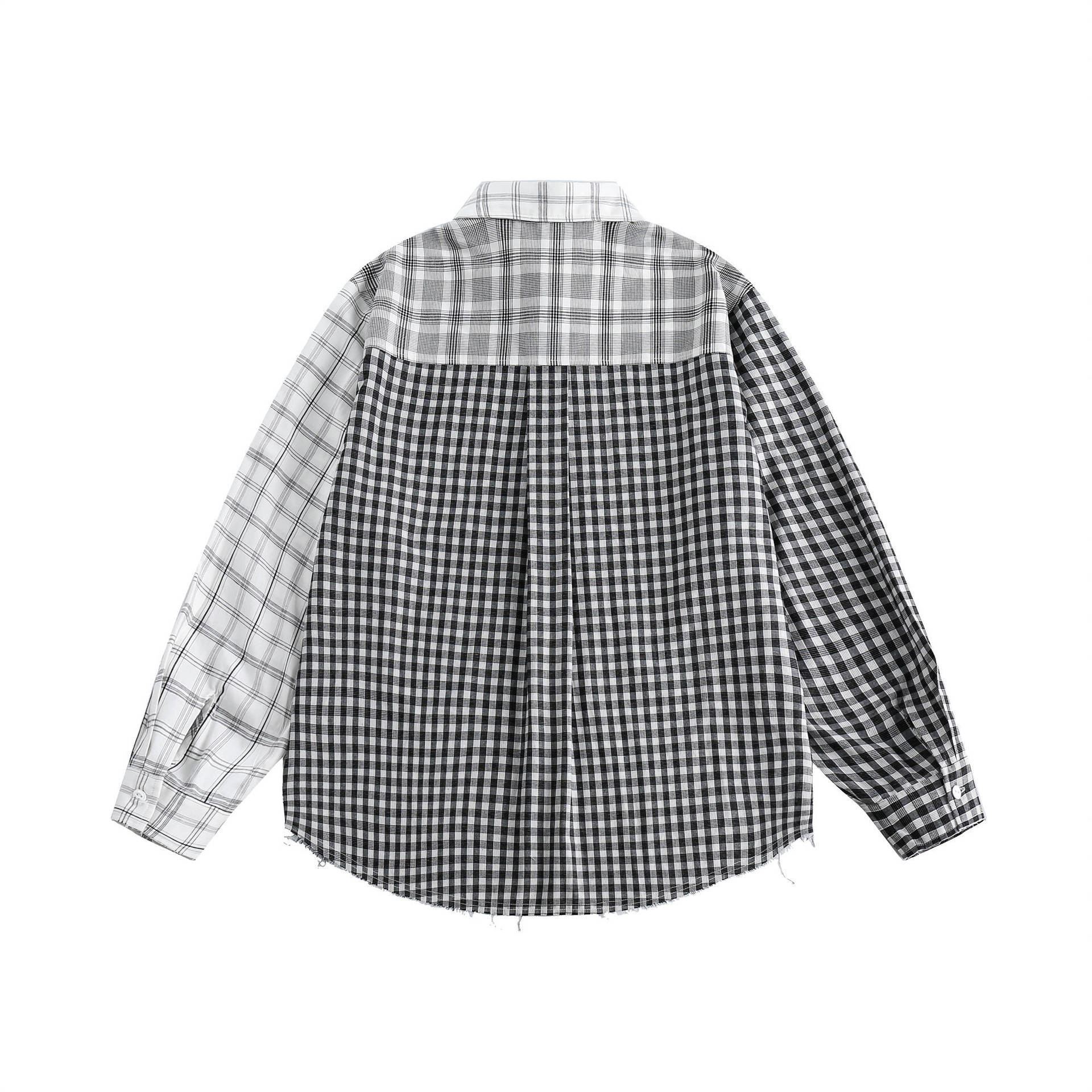 GorgeousBen  Unisex 2024 new American style color-blocked plaid long-sleeve shirt for men, spring lazy casual couple's outerwear.
