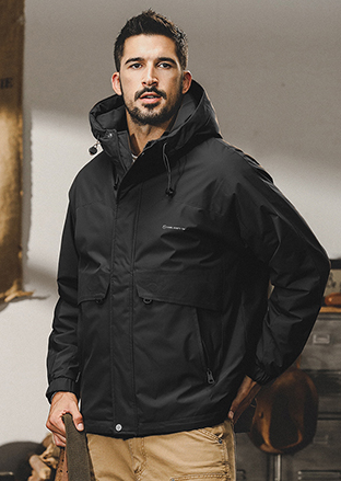 GorgeousBen Mountain hooded hardshell jacket for men autumn and winter urban outdoor commuter functional cargo jacket for men winter quilted jacket.